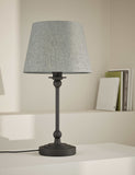 Blair table lamp with metal finish and linen shade (British brand)