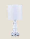 Laura Ashley Blake rechargeable table lamp with chrome base, UK version