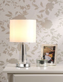 Laura Ashley Blake rechargeable table lamp with chrome base, UK version