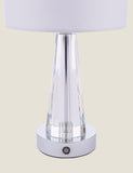 Laura Ashley Blake rechargeable table lamp with chrome base, UK version