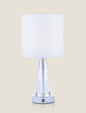 Laura Ashley Blake rechargeable table lamp with chrome base, UK version