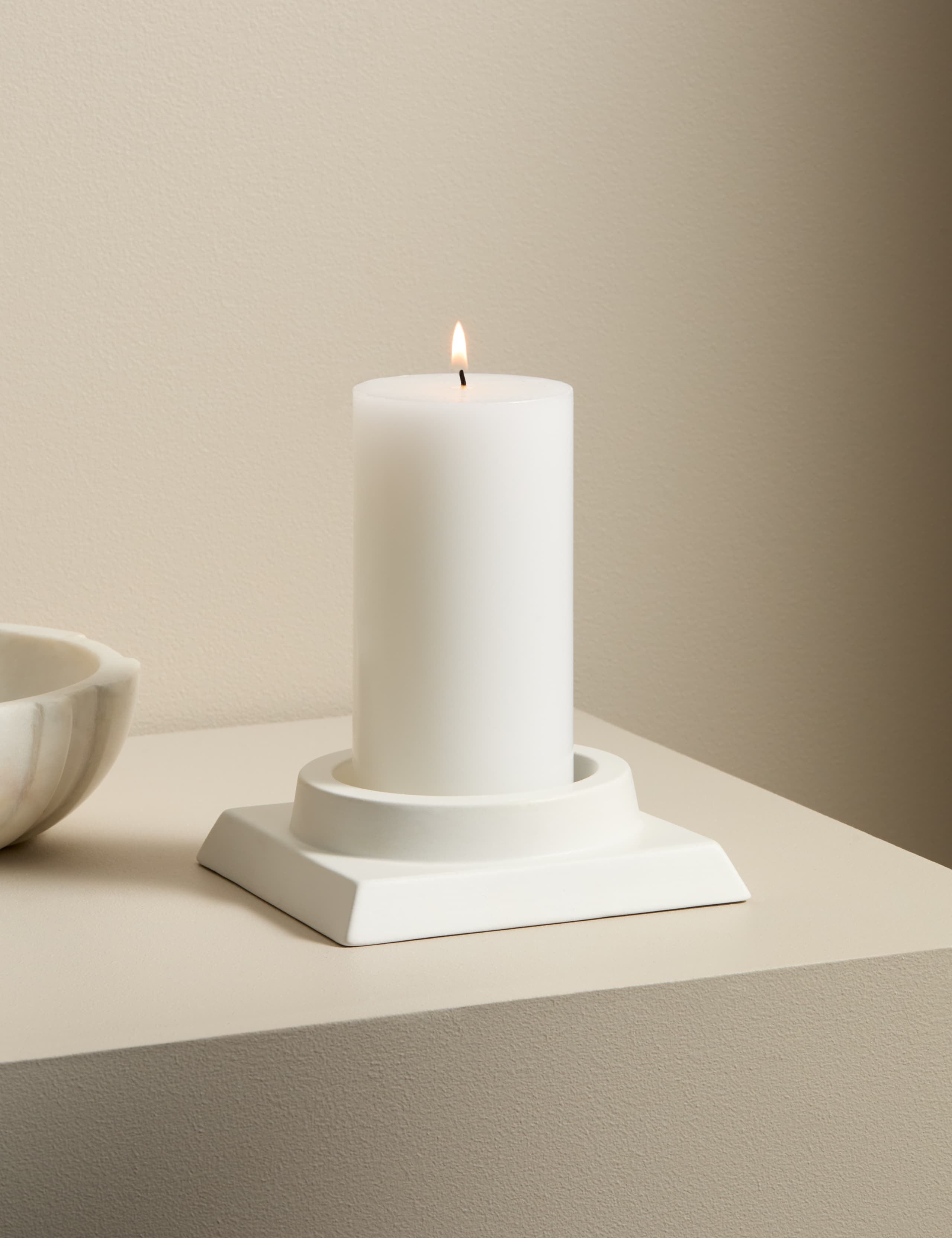 M&S Kelly Hoppen block ceramic pillar candle holder, imported from the UK