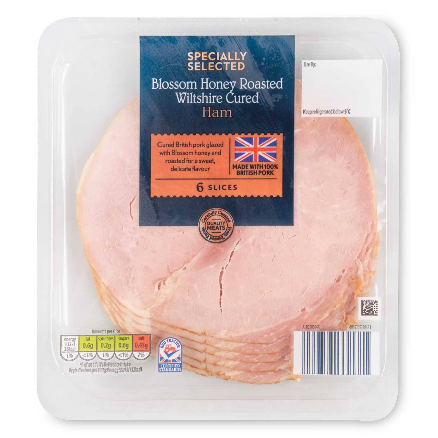 Blossom honey roasted Wiltshire cured ham 6 slices - British product