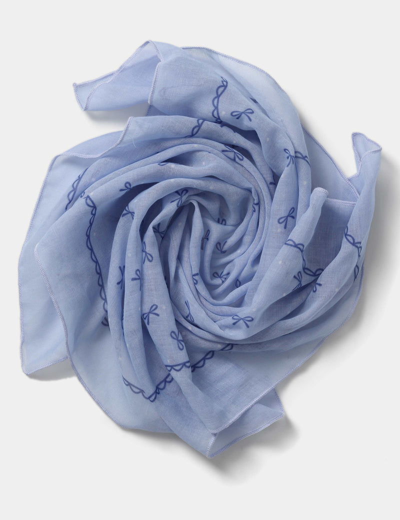 Blue bow print scarf polyester (British brand)