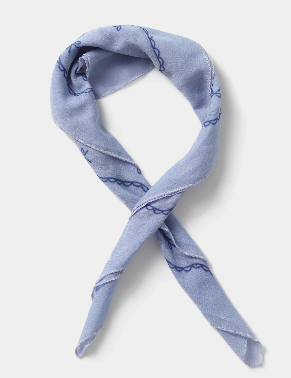 Blue bow print scarf polyester (British brand)
