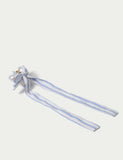 Blue and white stripe bow claw hair accessory, imported from the UK