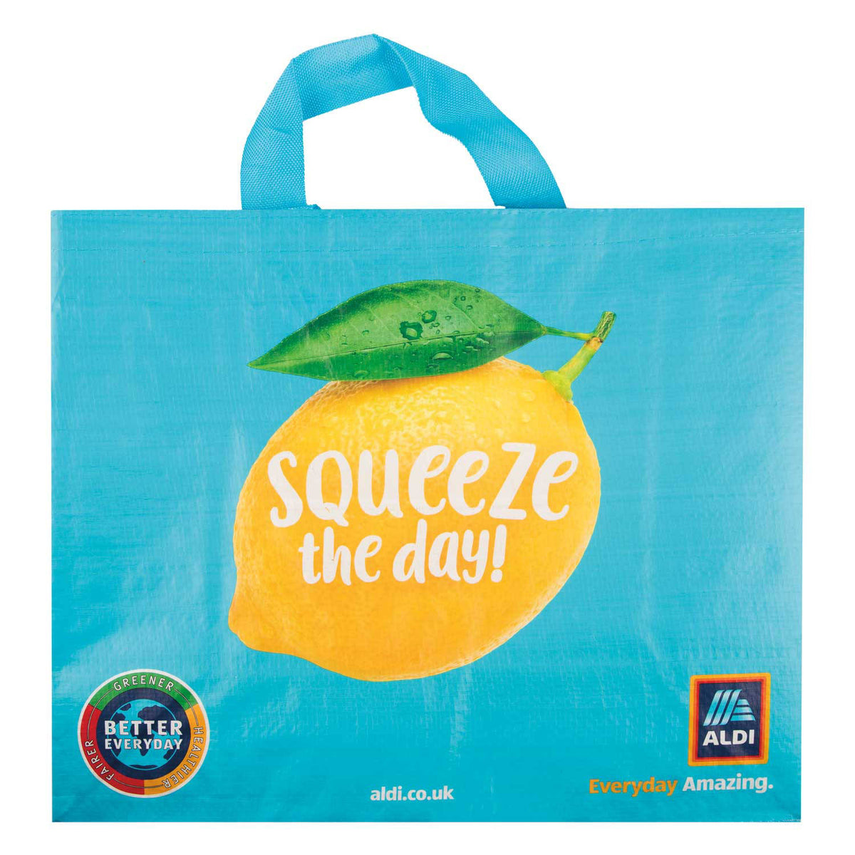 Red woven reusable shopping bag, imported from the UK