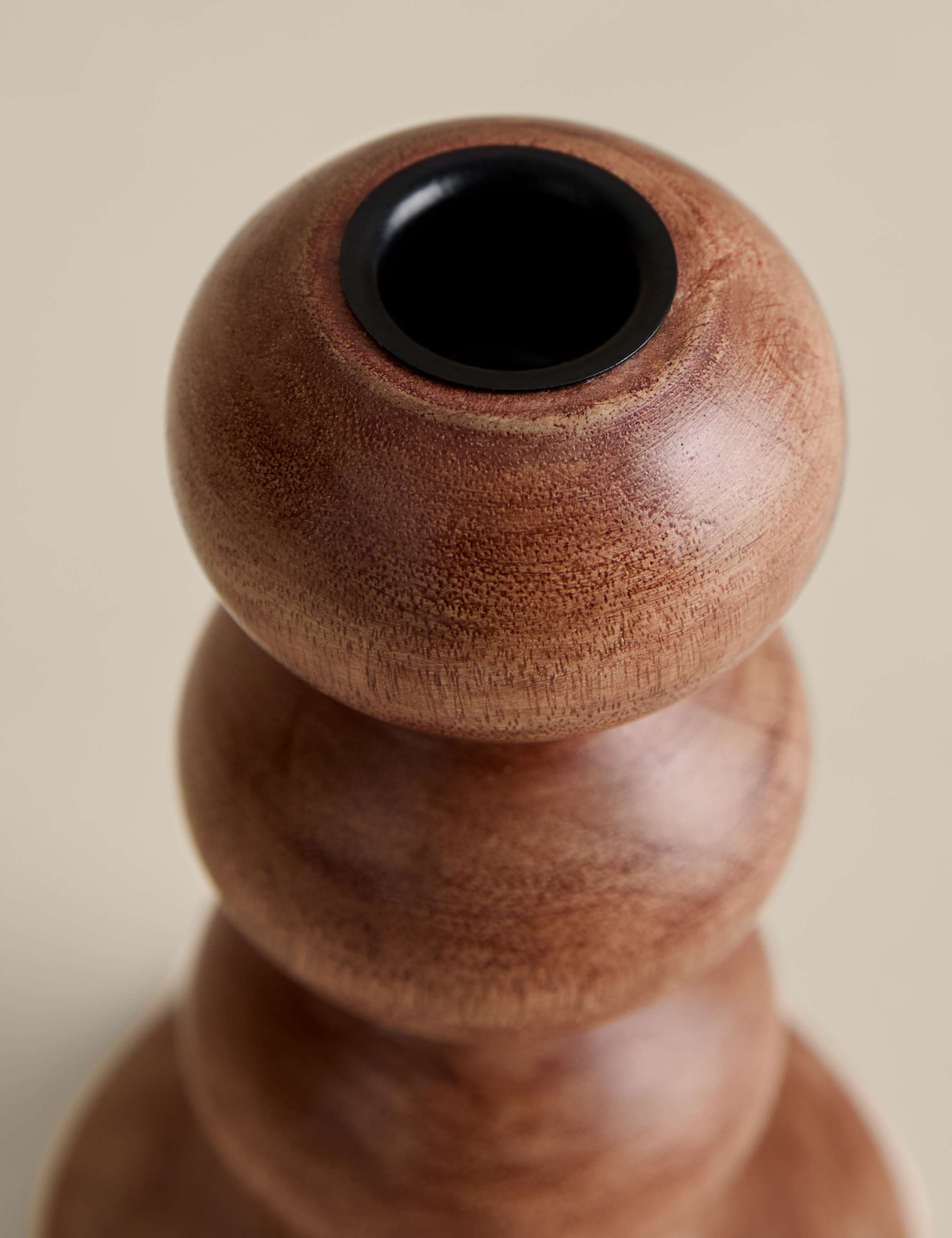 Bobbin wooden dinner candle holder - British product