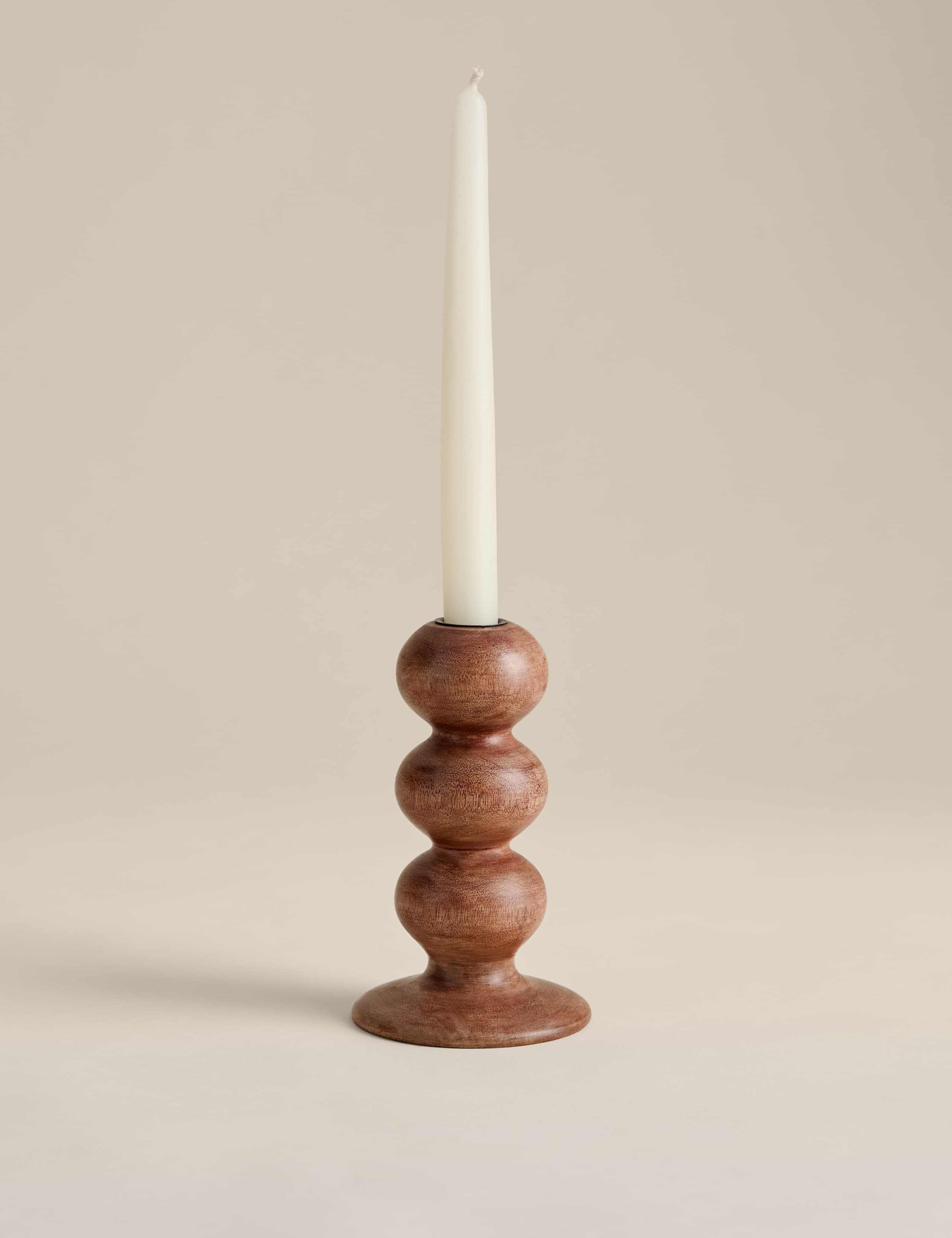 Bobbin wooden dinner candle holder - British product