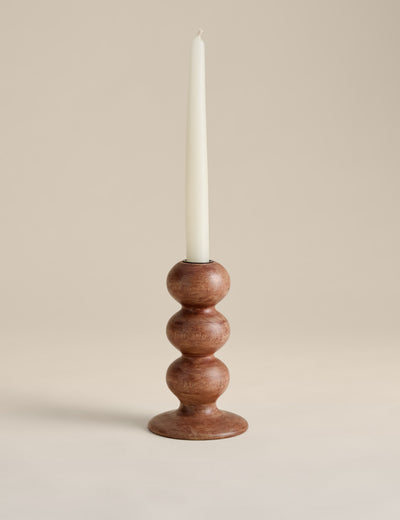 M&S Bobbin Wooden Dinner Candle Holder- Buy online at McGrocer