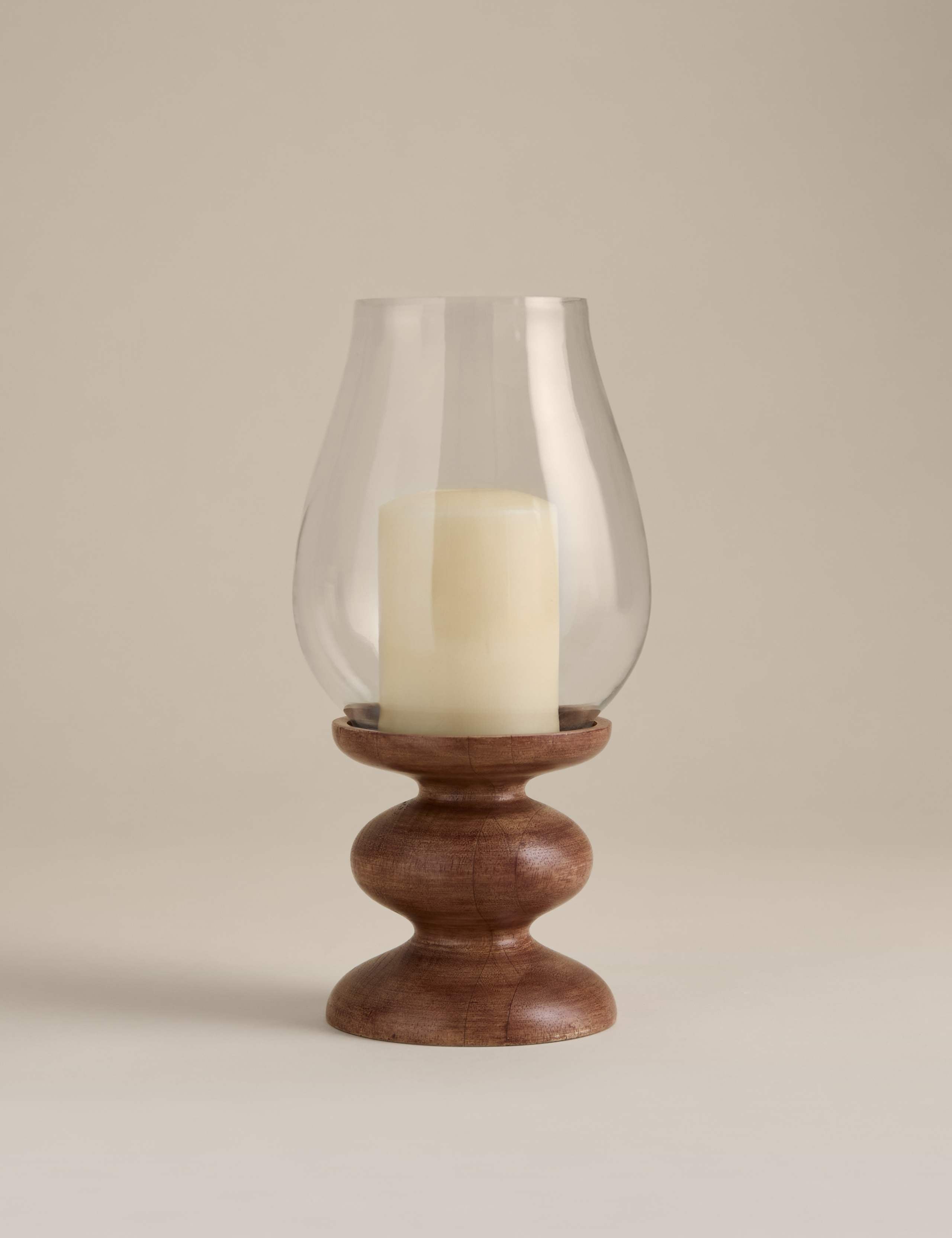 Bobbin wooden hurricane candle holder 31x16x16 cm, UK version