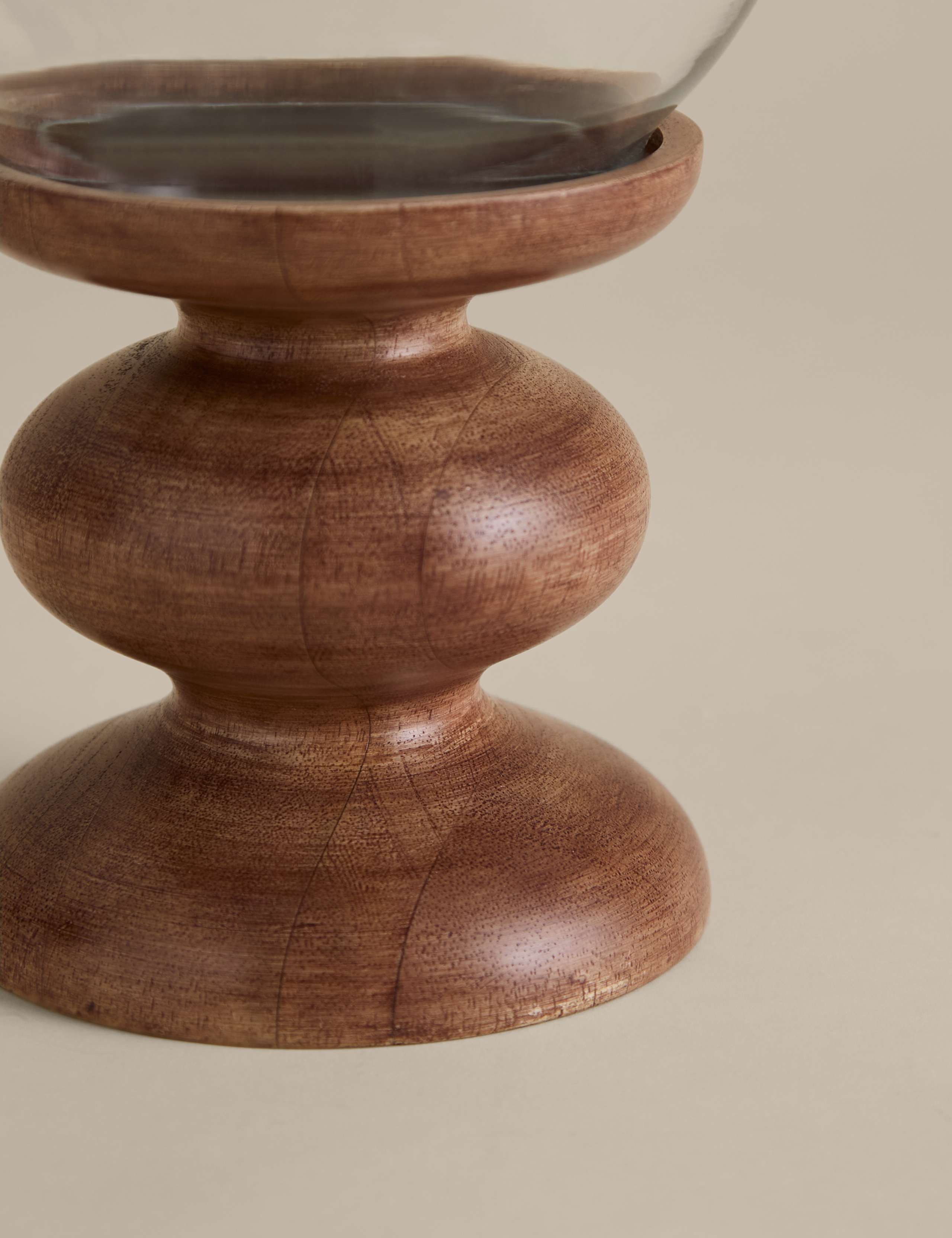 Bobbin wooden hurricane candle holder 31x16x16 cm, UK version