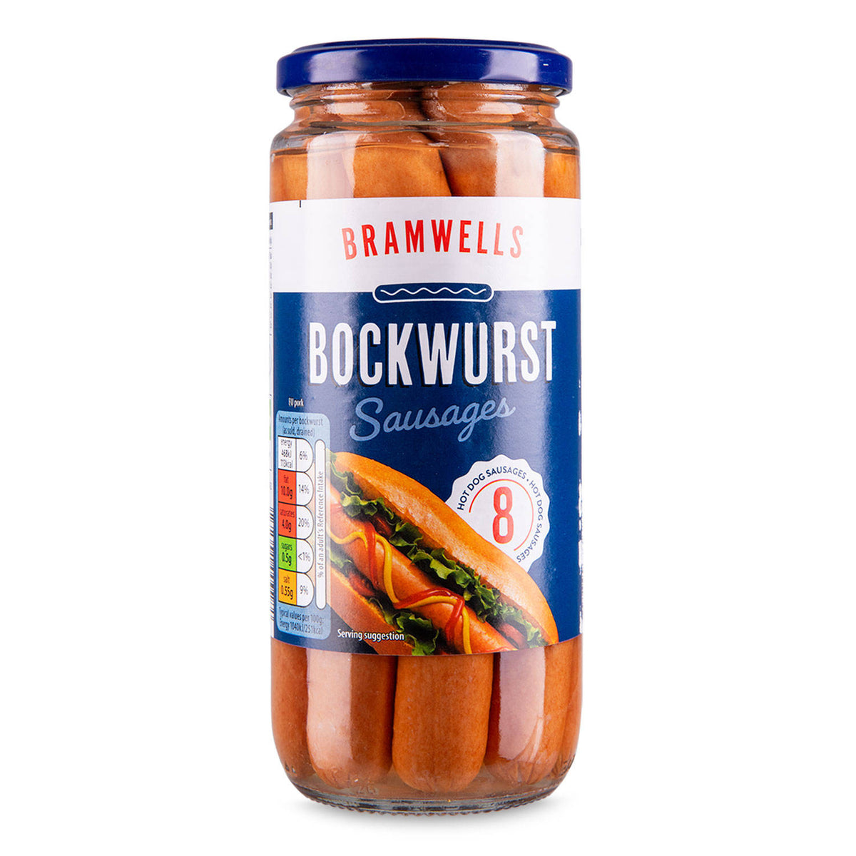 Bockwurst sausages in a sealed jar, imported from the UK