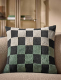 MADE bouclé checkerboard cushion 50cm, UK version
