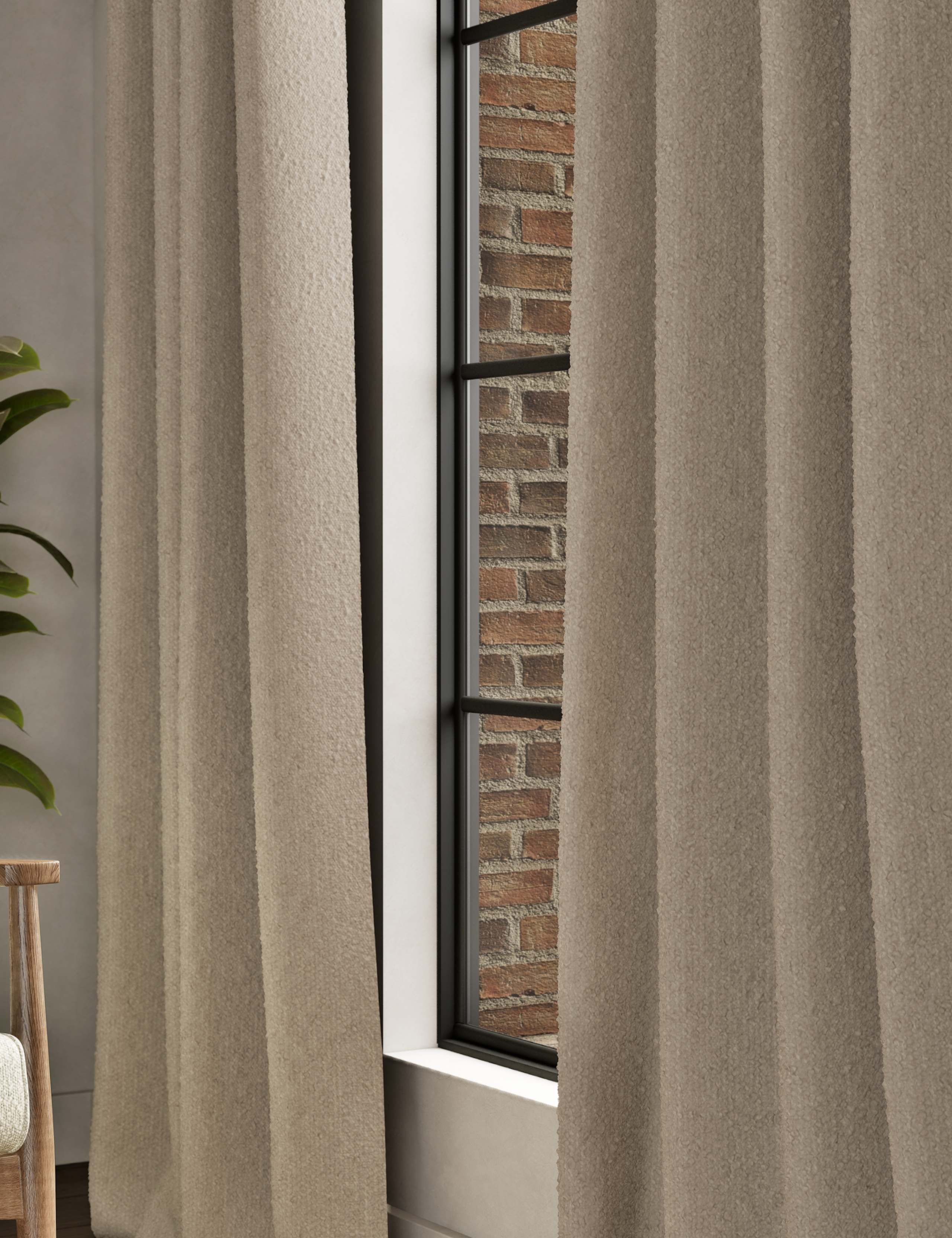 Bouclé eyelet curtains 100% polyester, imported from the UK