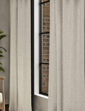 Boucle pencil pleat curtains (British brand)
