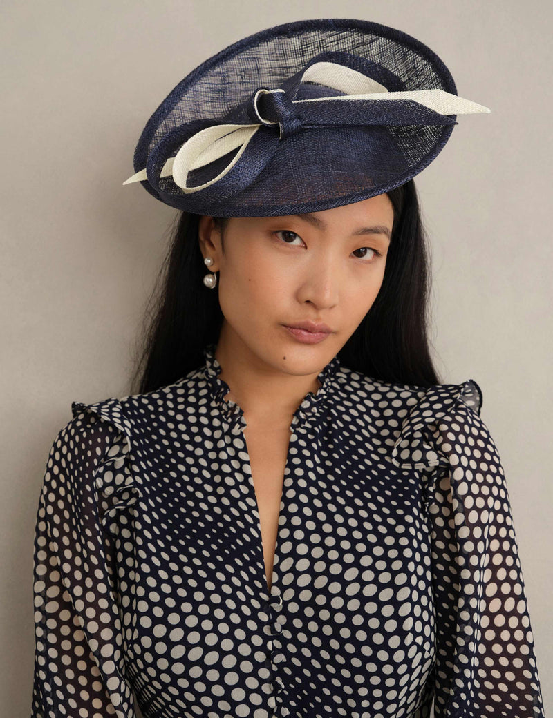 Hobbs bow fascinator structured mesh two-tone bow headband (British brand)