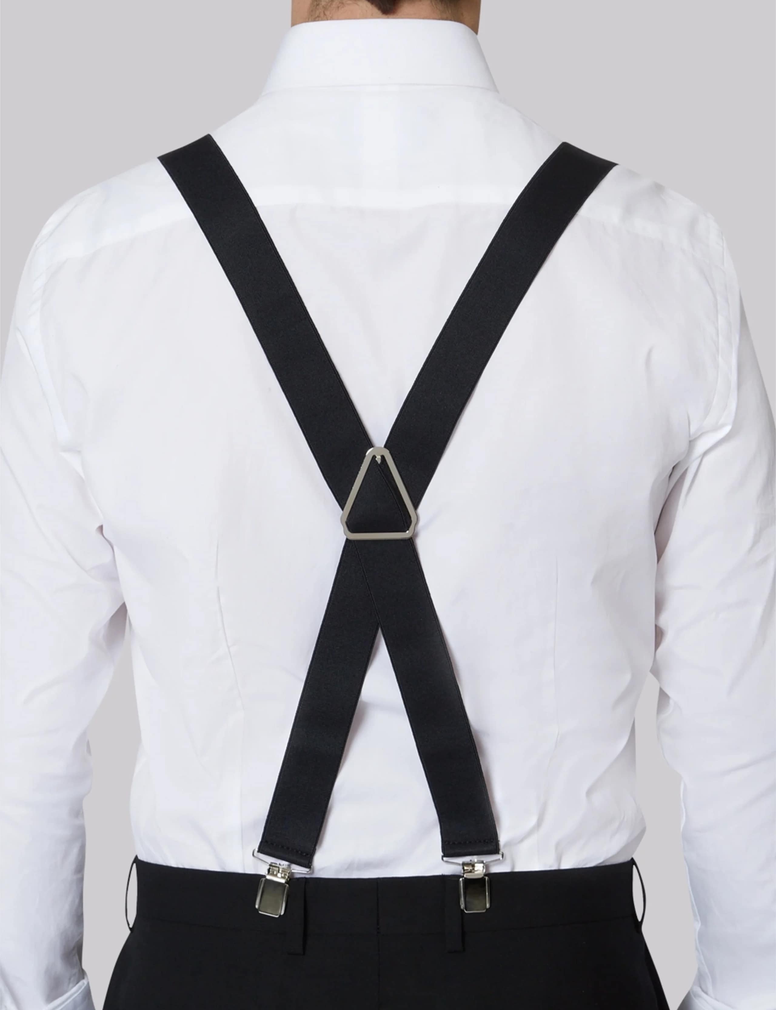 Moss black tie braces with clip-on straps, UK version