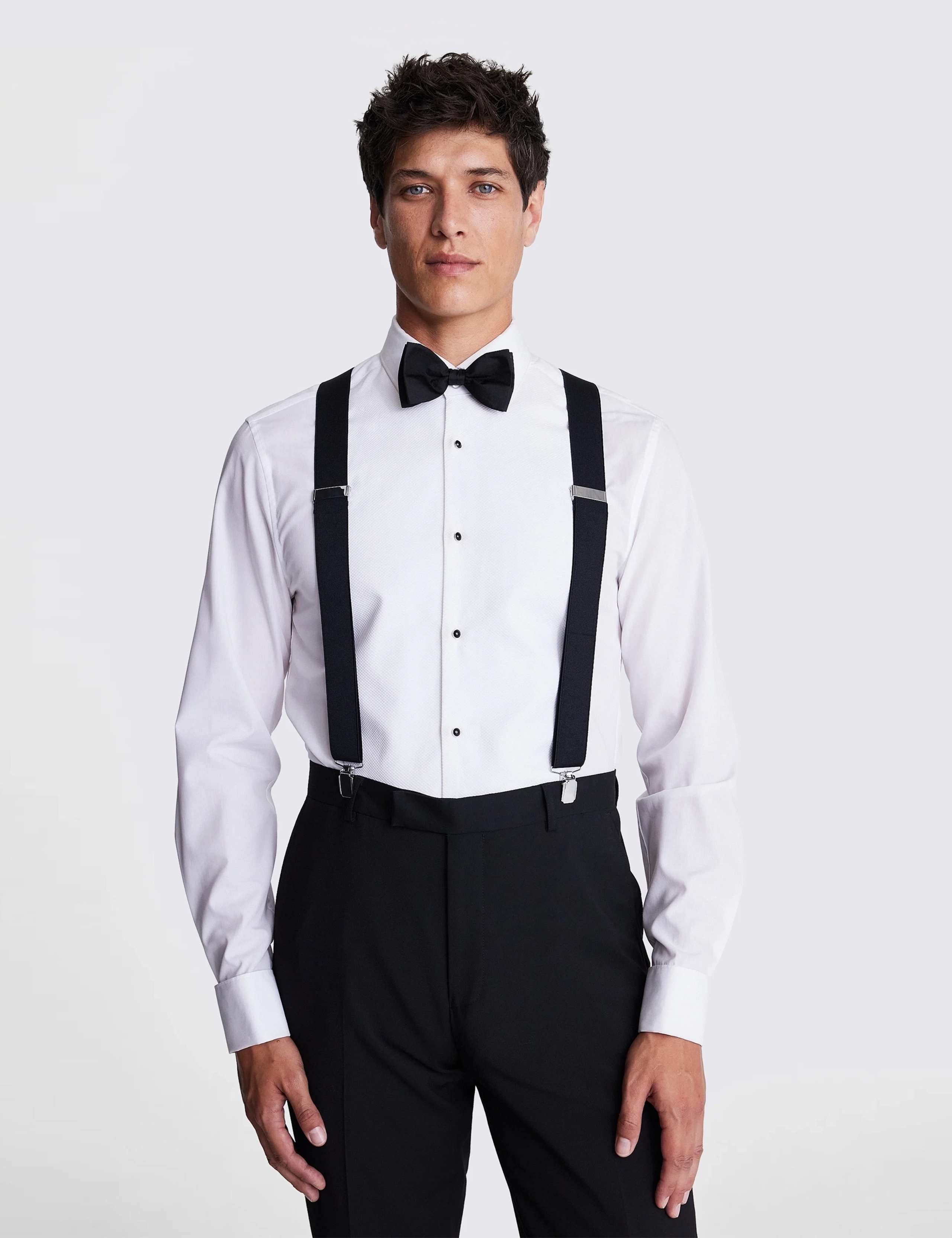 Moss black tie braces with clip-on straps, UK version