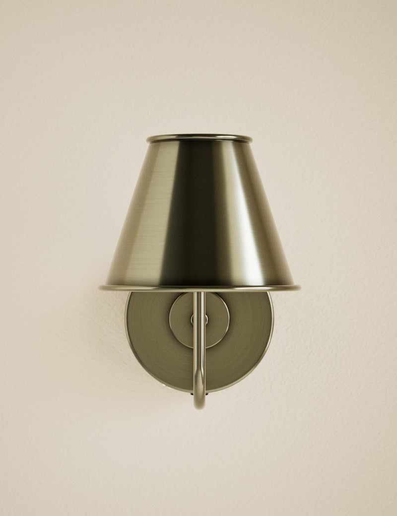 Brass rechargeable wall light with industrial style, imported from the UK