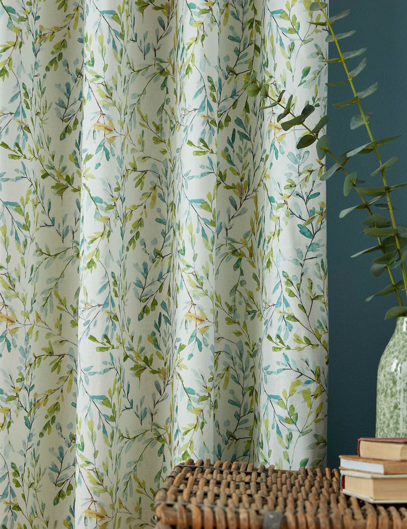 Laura Ashley Brayton Leaves cotton-rich eyelet curtains - British product