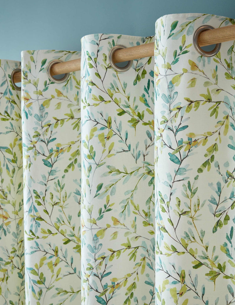 Laura Ashley Brayton Leaves cotton-rich eyelet curtains - British product