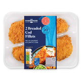 Breaded cod fillets with crispy breadcrumb coating - British product