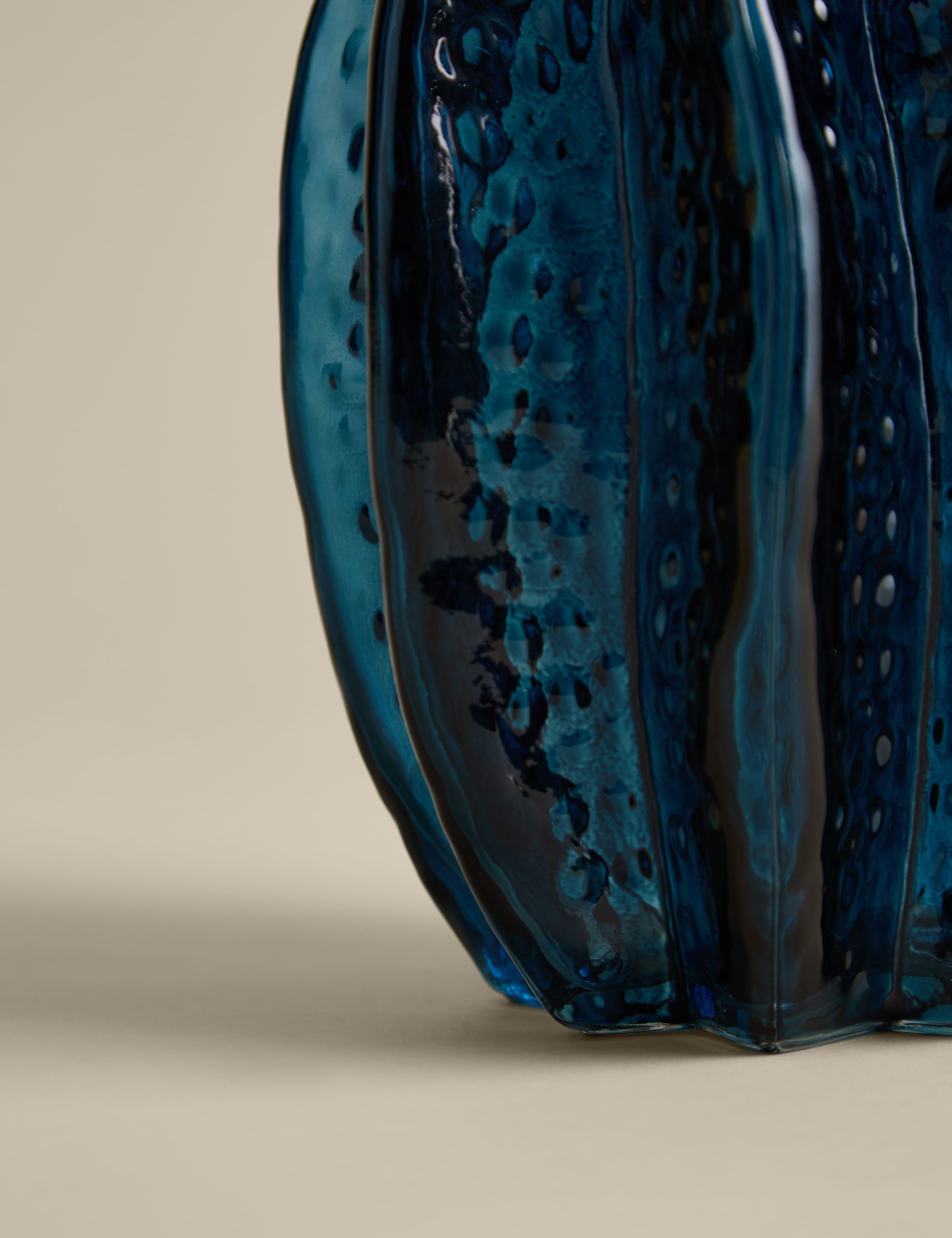 Bright colour glass vase with rippled form and glossy finish (British brand)