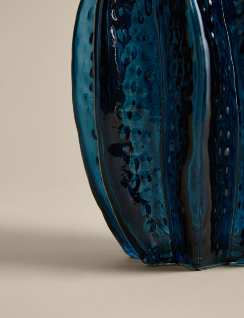 Bright colour glass vase with rippled form and glossy finish (British brand)