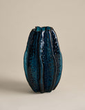 Bright colour glass vase with rippled form and glossy finish (British brand)
