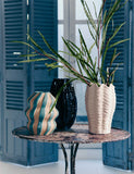 Bright colour glass vase with rippled form and glossy finish (British brand)