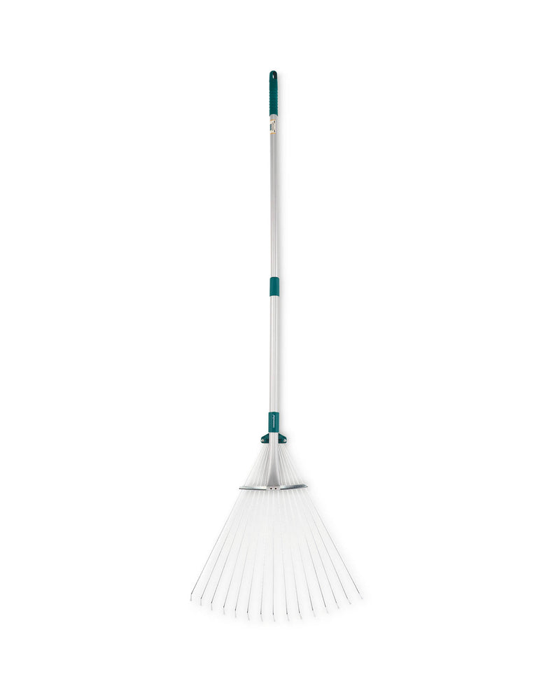 Extendable rake and broom with adjustable steel head (British brand)