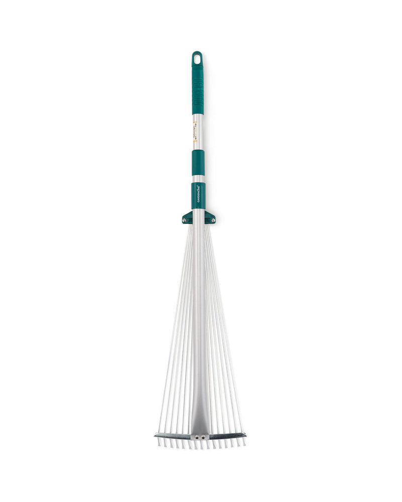Extendable rake and broom with adjustable steel head (British brand)