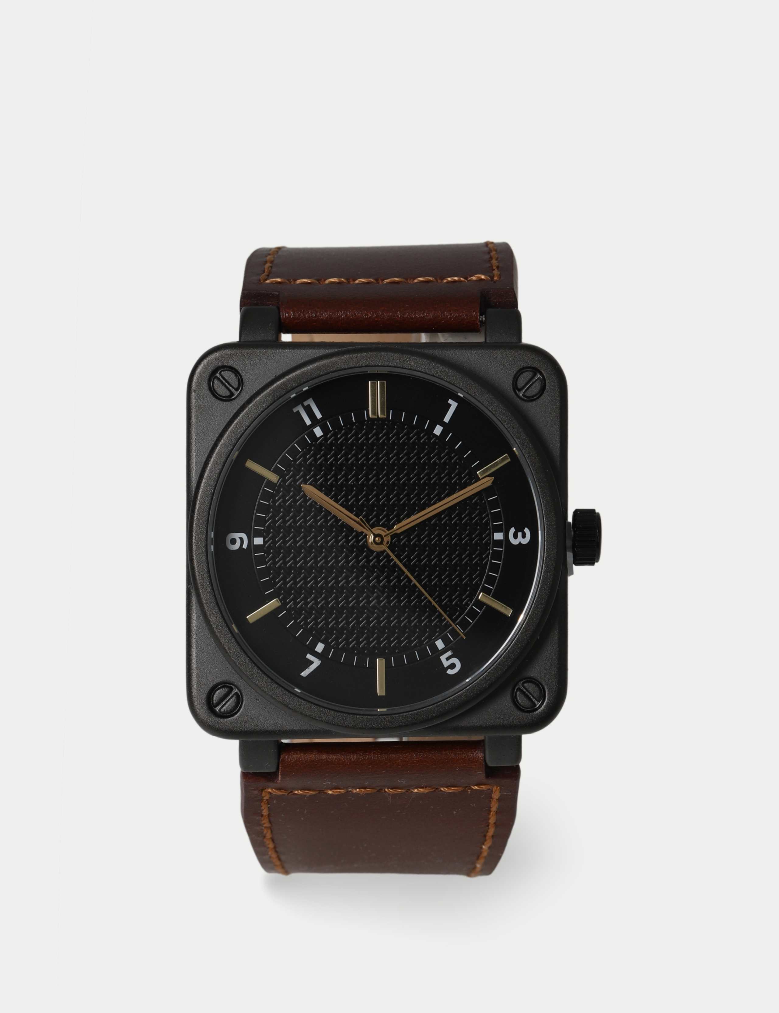 brown leather square watch - British product