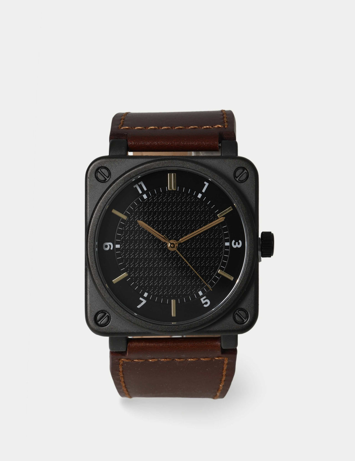 brown leather square watch - British product