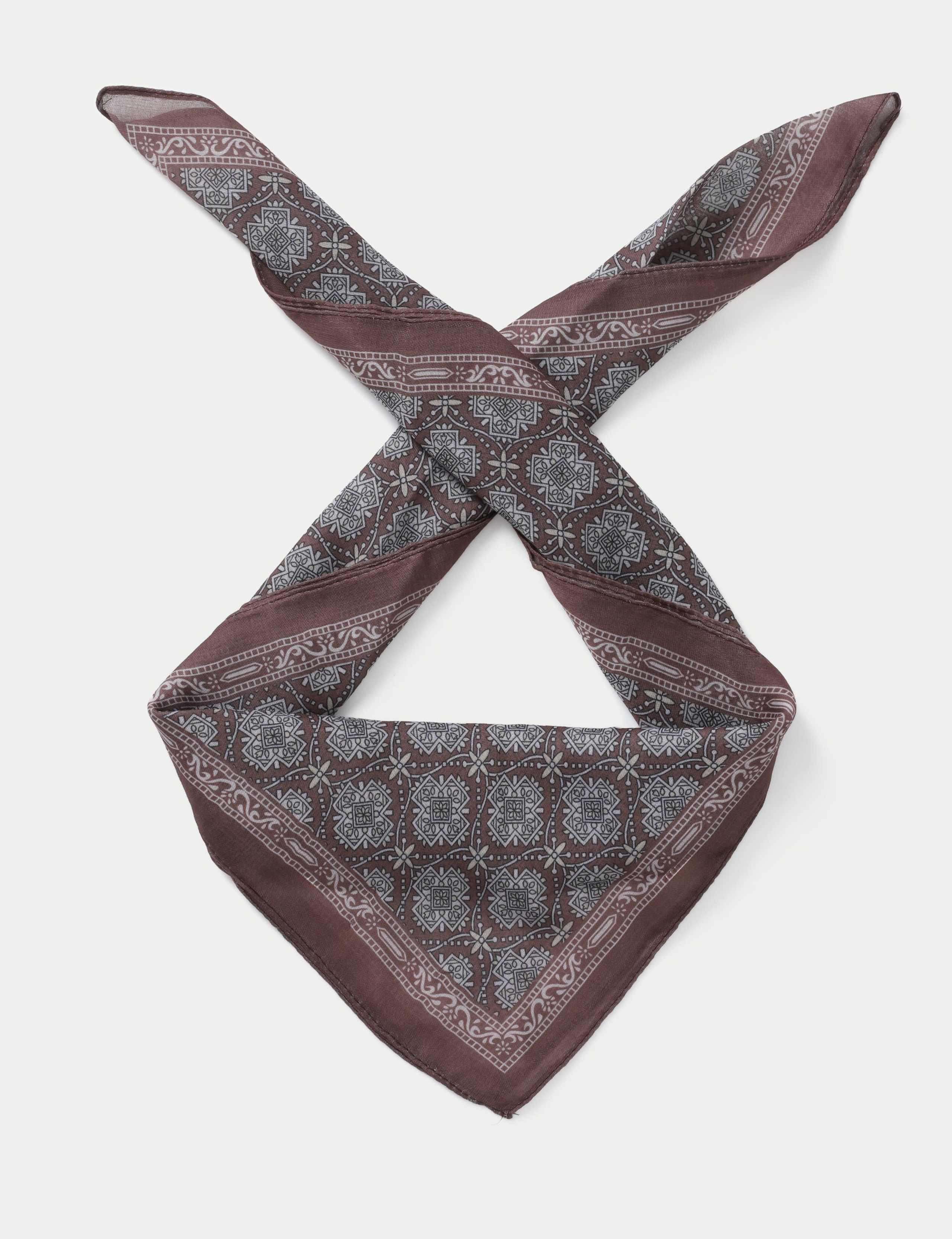 Brown multi print scarf 100% cotton - British product