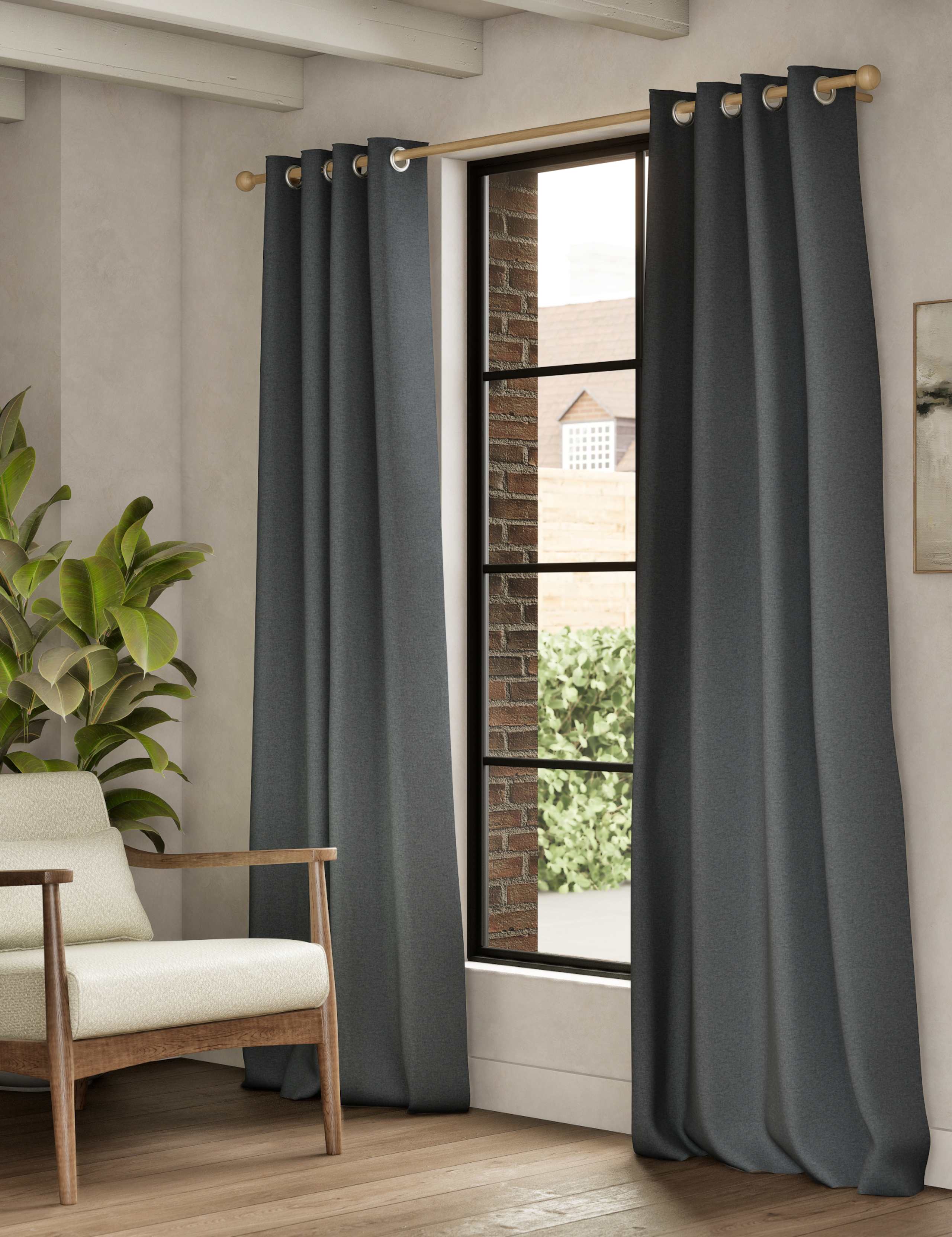 Brushed eyelet thermal blackout curtains with Thermowarmth lining (British brand)