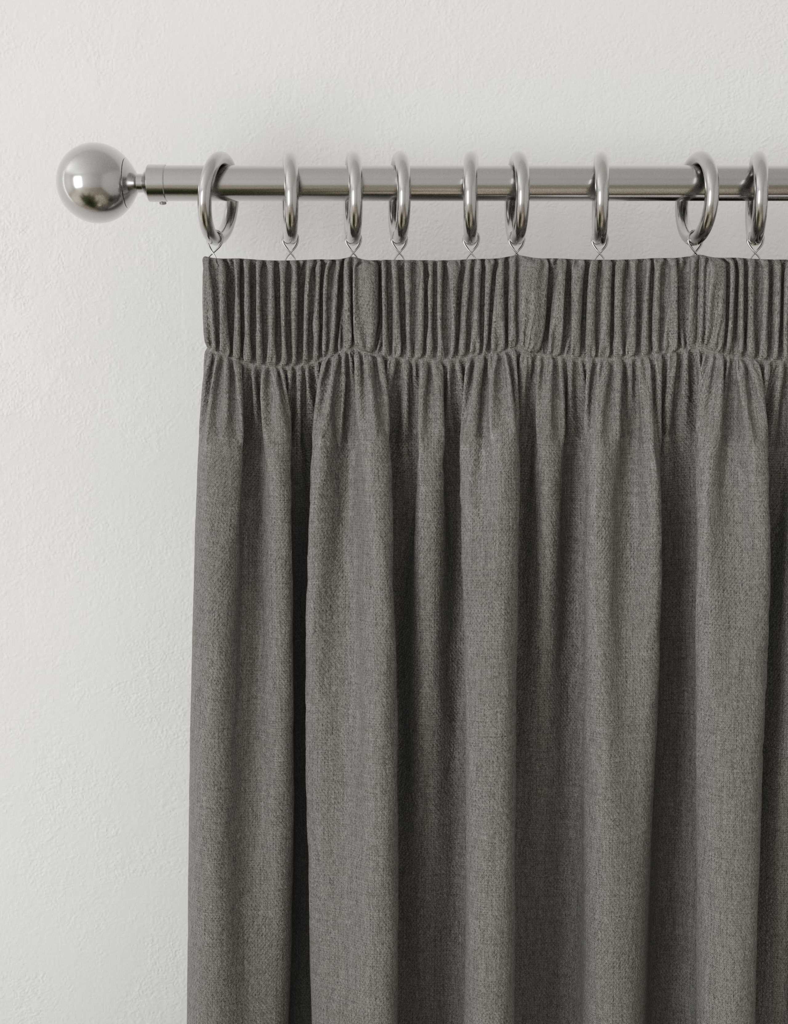 Brushed pencil pleat blackout thermal curtains (British brand)
