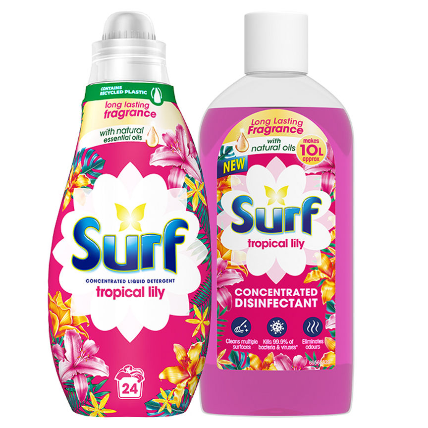 Surf Liquid Laundry Detergent 24W & Disinfectant Tropical Bundle GOODS ASDA   