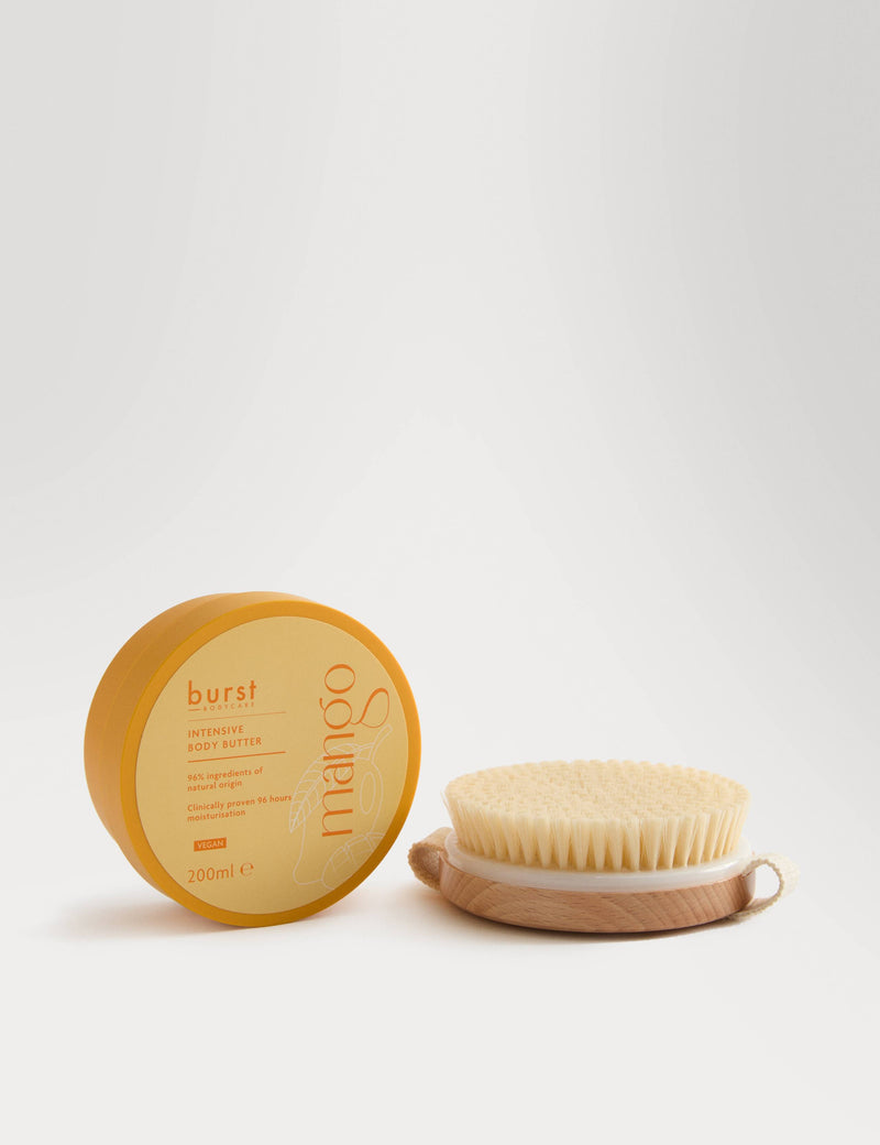 Burst Bodycare mango butter and brush set 200ml - British product