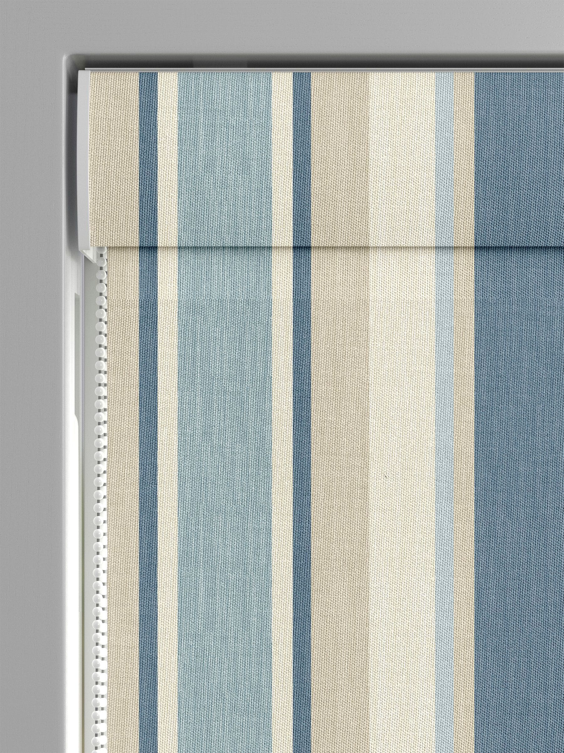 Laura Ashley blue awning stripe Roman blind, imported from the UK