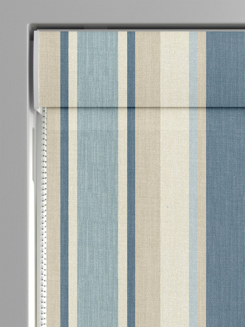 Laura Ashley blue awning stripe Roman blind, imported from the UK