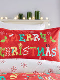 Fusion Red Santa's Little Helper Christmas Duvet Cover and Pillowcase Set