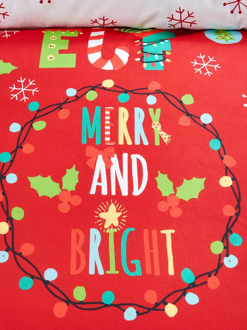 Fusion Red Santa's Little Helper Christmas Duvet Cover and Pillowcase Set