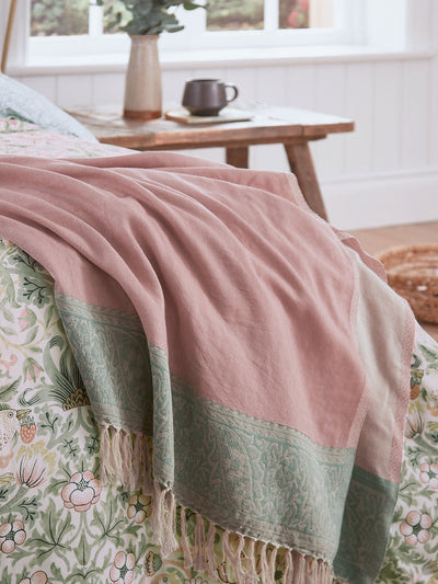 Next Morris & Co Pink Strawberry Thief/Severne Throw- Buy online at McGrocer