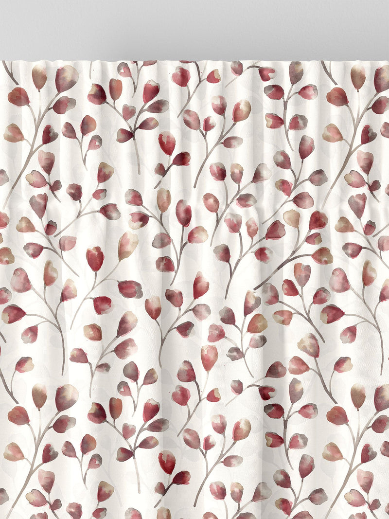 Red April made to measure trailing leaf curtains (British brand)
