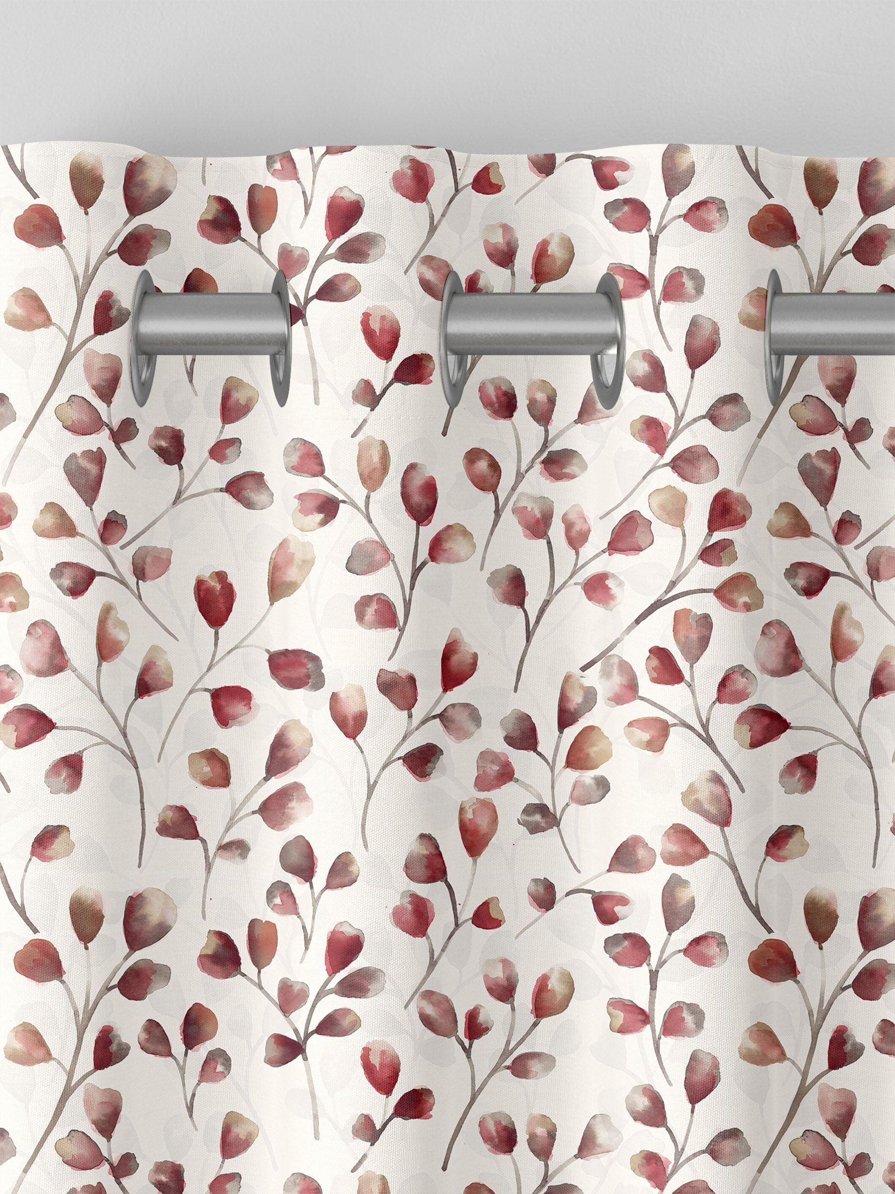 Red April made to measure trailing leaf curtains (British brand)