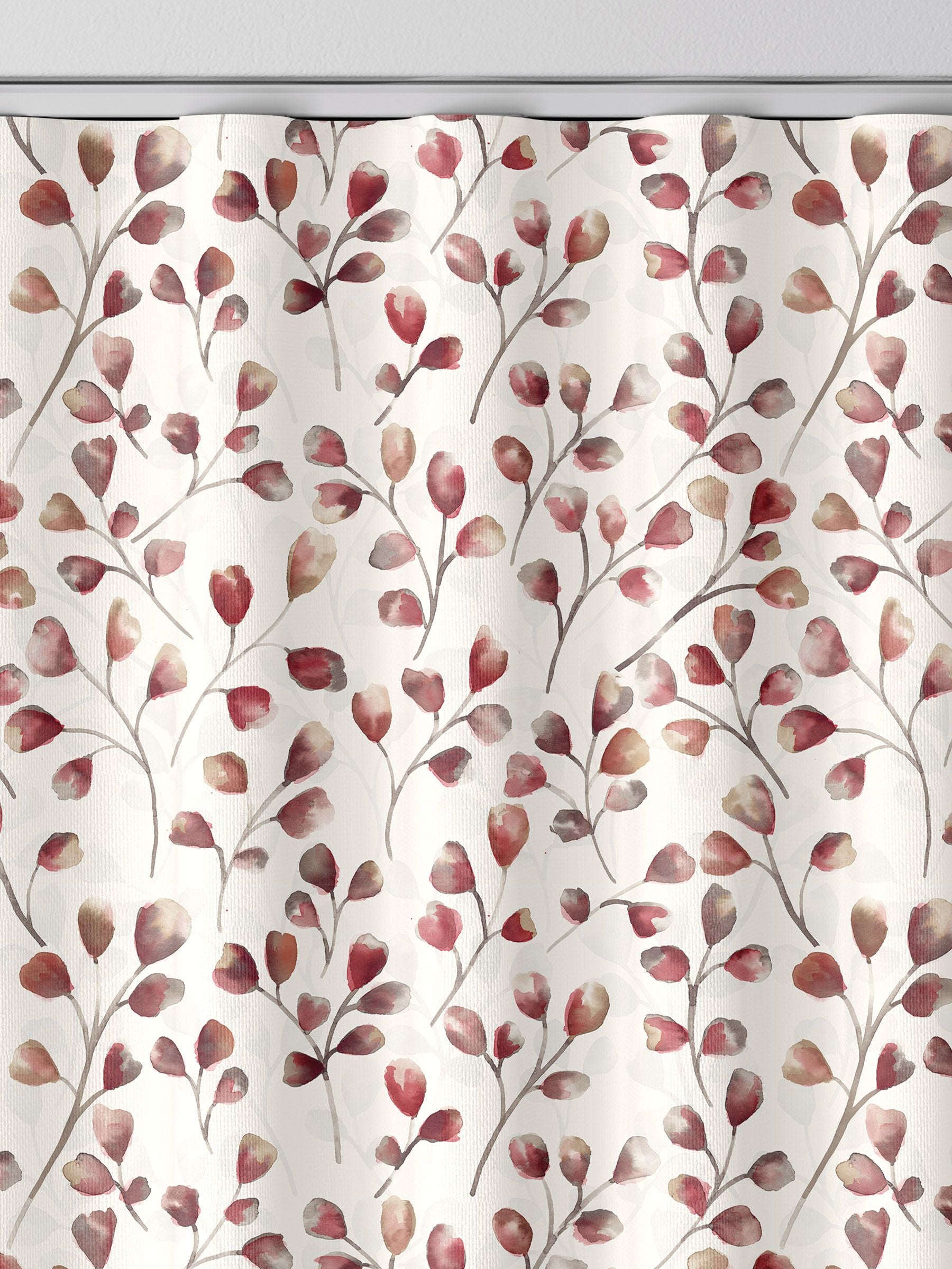 Red April made to measure trailing leaf curtains (British brand)