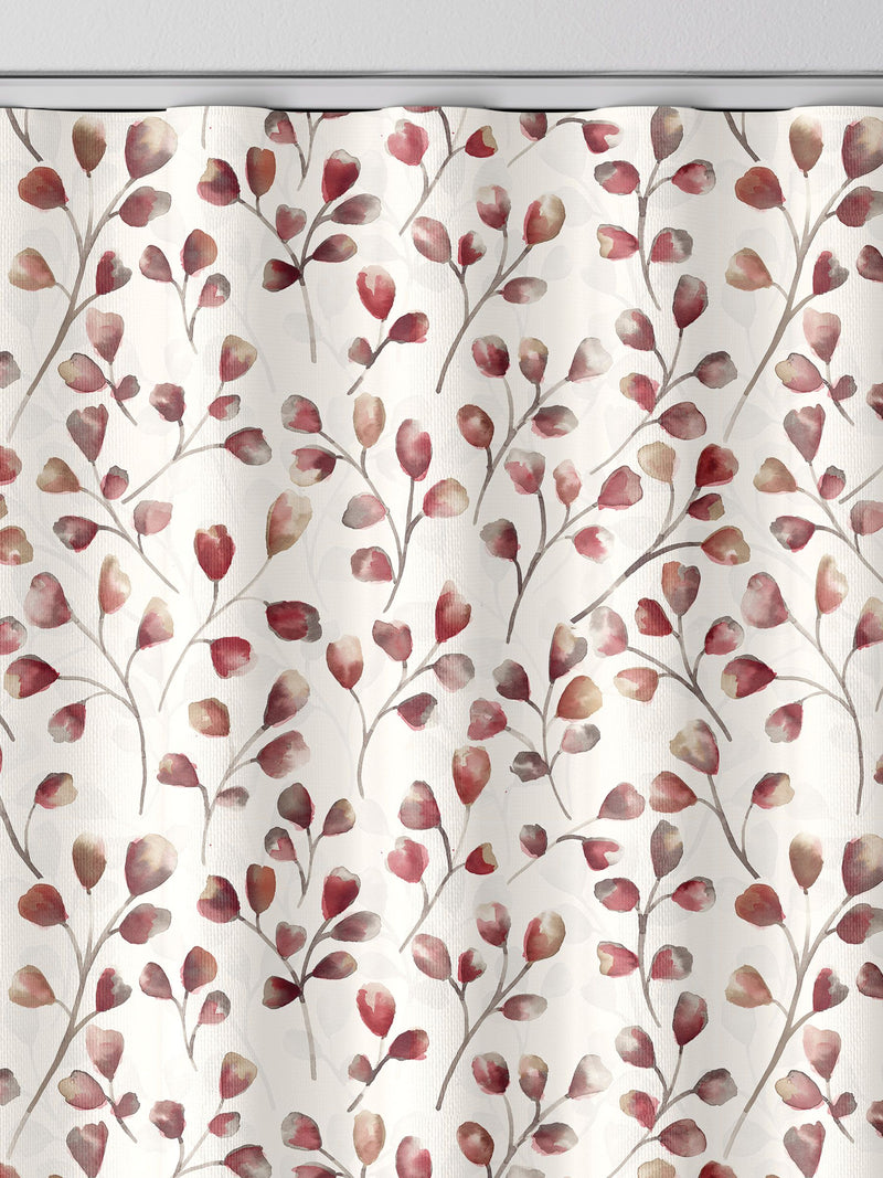 Red April made to measure trailing leaf curtains (British brand)
