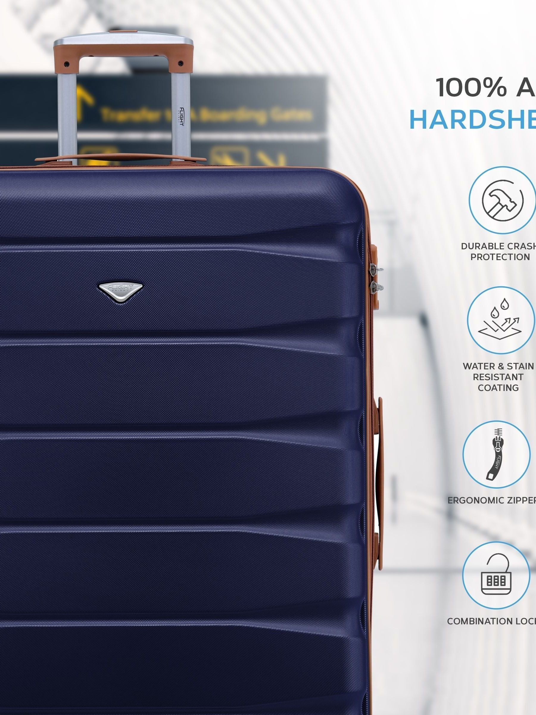 Flight Knight cream large hardcase suitcase 29 inch, imported from the UK